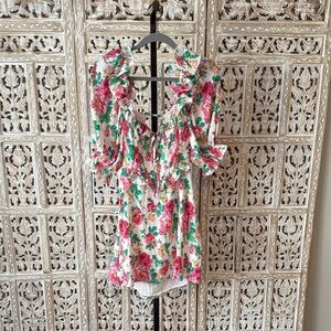 For Love And Lemons Pink and Green Floral Dress